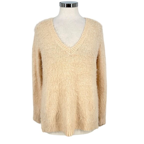 Gentle Fawn V-Neck Textured Cozy Sweater Ivory Cream Size XS - Picture 1 of 11